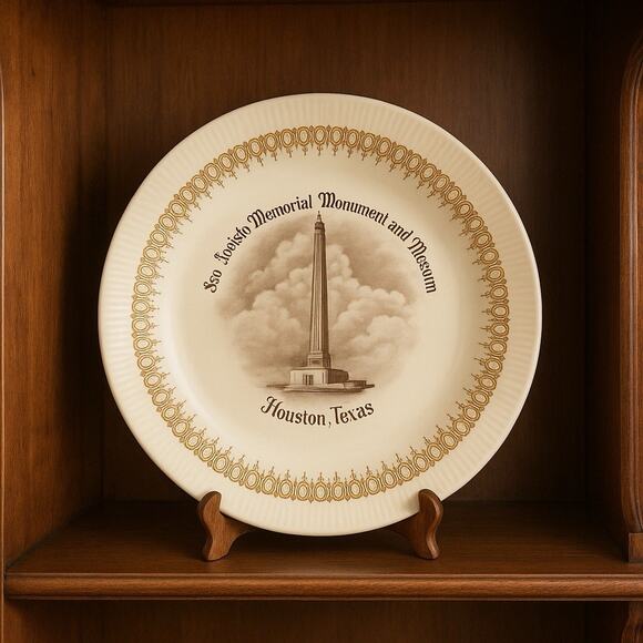 Vintage San Jacinto Memorial Monument Plate Houston TX Views of America 9” - Picture 1 of 4
